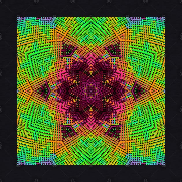 Weave Mandala Green Orange and Pink by WormholeOrbital